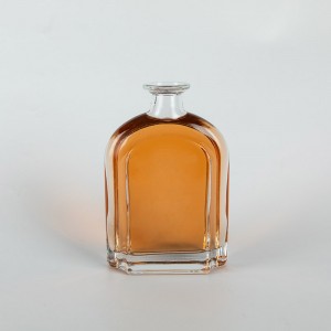 750ml Clear Flat Glass Brandy Bottle with Cork Stopper